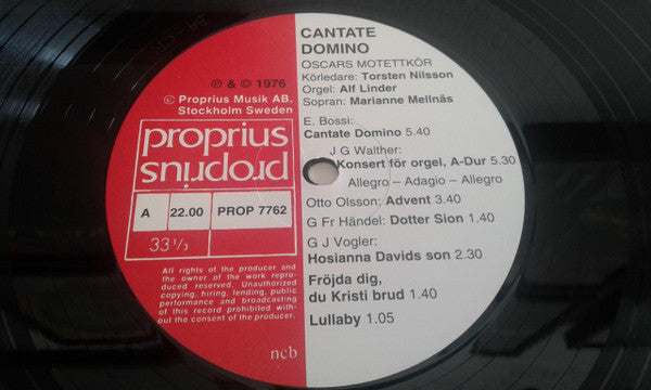 Oscars Motettkör - Cantate Domino (Vinyl, LP, Album) Near Mint (NM or M-) / Near Mint (NM or M-)