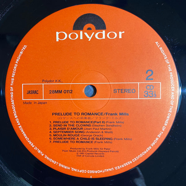 Frank Mills - Prelude To Romance (Vinyl, LP, Album, Stereo)