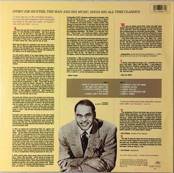 Ivory Joe Hunter - Since I Met You Baby (Vinyl, LP, Album, Compilation, Stereo) Very Good (VG) / Very Good (VG)