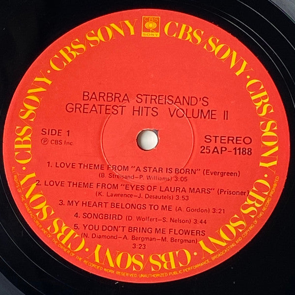 Barbra Streisand - Barbra Streisand's Greatest Hits (Volume 2) (Vinyl, LP, Compilation, Stereo) Very Good (VG) / Very Good (VG)