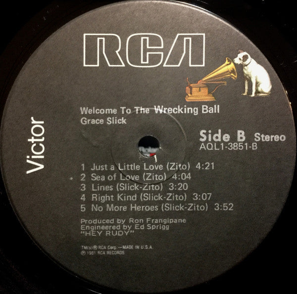 Grace Slick - Welcome To The Wrecking Ball! (Vinyl, LP, Album, Stereo) Very Good (VG) / Very Good Plus (VG+)