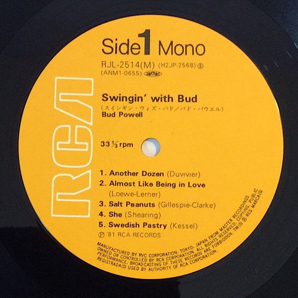 Bud Powell - Swingin' With Bud (Vinyl, LP, Album, Reissue, Mono) Very Good Plus (VG+) / Very Good Plus (VG+)