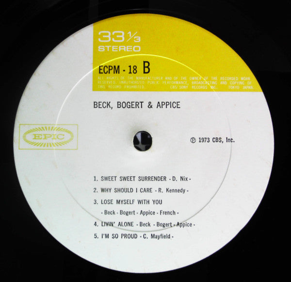 Beck, Bogert & Appice - Beck, Bogert & Appice (Vinyl, LP, Album) Very Good Plus (VG+) / Very Good (VG)