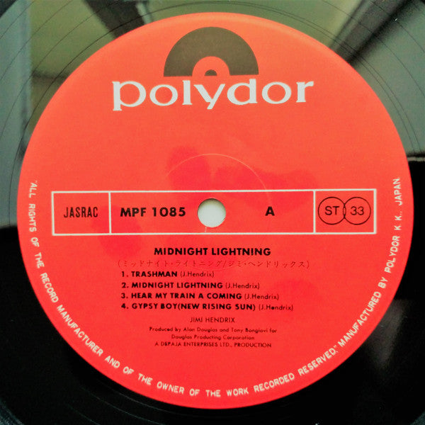 Jimi Hendrix - Midnight Lightning (Vinyl, LP, Album, Stereo) Very Good Plus (VG+) / Very Good (VG)