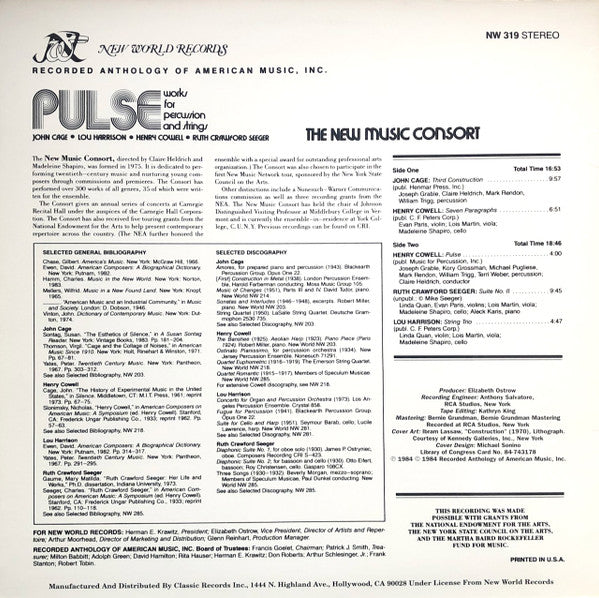 John Cage - Pulse (Works For Percussion And Strings) (Vinyl, LP, Album, Reissue, Remastered, Stereo) Very Good Plus (VG+) / Near Mint (NM or M-)