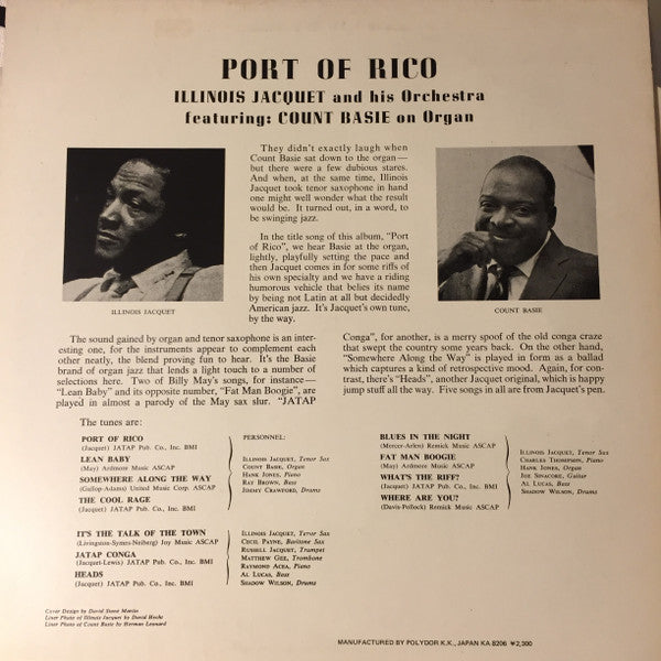 Illinois Jacquet And His Orchestra - Port Of Rico (Vinyl, LP, Album, Reissue, Mono) Very Good Plus (VG+) / Near Mint (NM or M-)