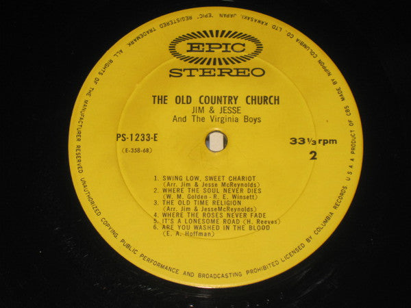 Jim & Jesse And The Virginia Boys - The Old Country Church (Vinyl, LP, Stereo) Very Good (VG) / Very Good (VG)