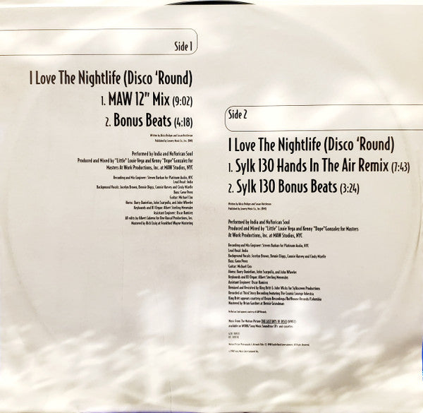 India - I Love The Nightlife (Disco Round) - 12" Remixes (Vinyl, 12...