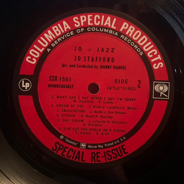 Jo Stafford - Jo + Jazz (Vinyl, LP, Album, Stereo) Good Plus (G+) / Very Good Plus (VG+)