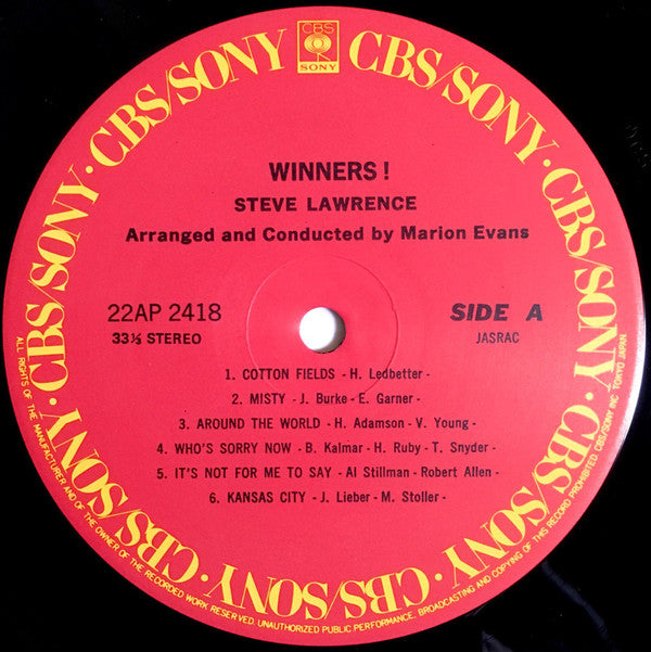 Steve Lawrence (2) - Winners! (Vinyl, LP, Album, Reissue, Stereo) Very Good Plus (VG+) / Near Mint (NM or M-)