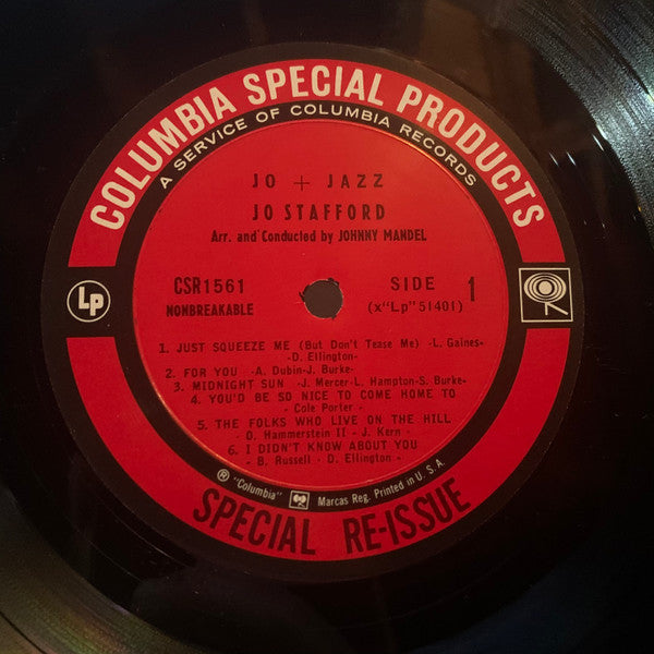 Jo Stafford - Jo + Jazz (Vinyl, LP, Album, Stereo) Good Plus (G+) / Very Good Plus (VG+)