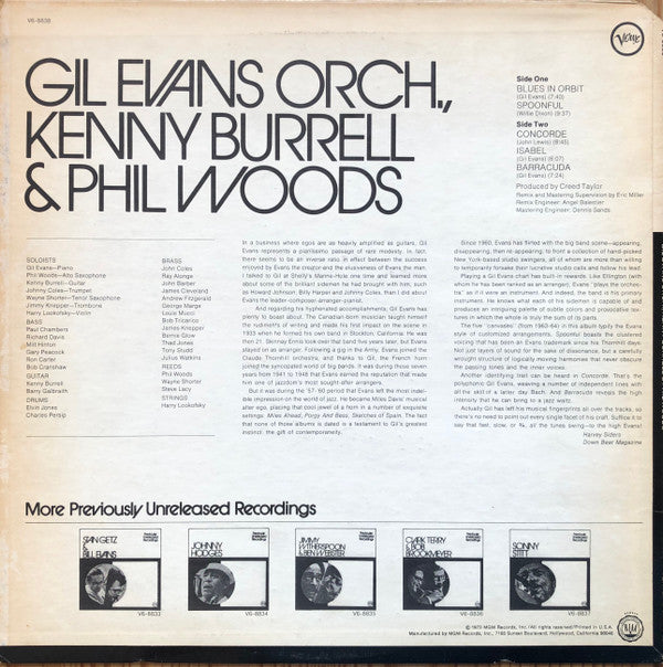 Gil Evans And His Orchestra - Previously Unreleased Recordings (Vinyl, LP, Album, Stereo) Good Plus (G+) / Very Good (VG)
