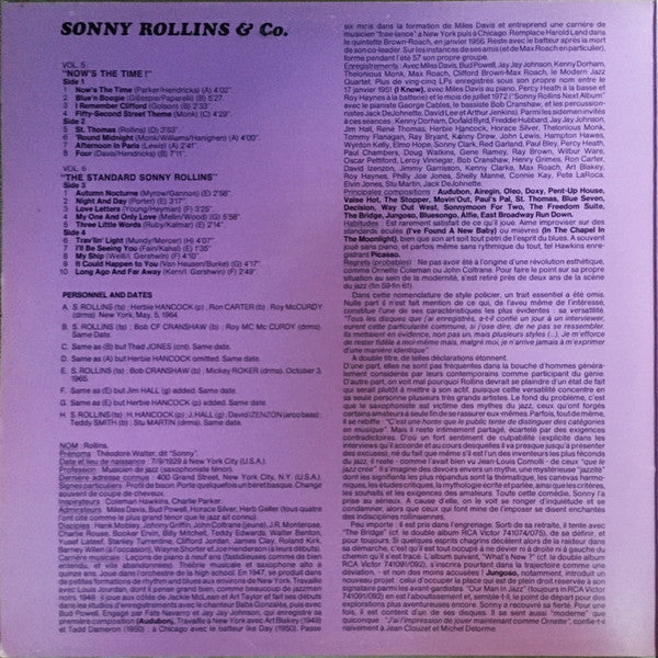 Sonny Rollins - Vol 5: "Now's The Time!" / Vol 6: "The Standard Sonny Rollins" (2xVinyl, LP, Compilation, Reissue) Very Good Plus (VG+) / Very Good (VG)