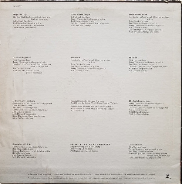 Gordon Lightfoot - Sundown (Vinyl, LP, Album) Very Good (VG) / Very Good Plus (VG+)