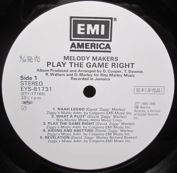 The Melody Makers - Play The Game Right (Vinyl, LP, Album, Promo) Near Mint (NM or M-) / Very Good Plus (VG+)