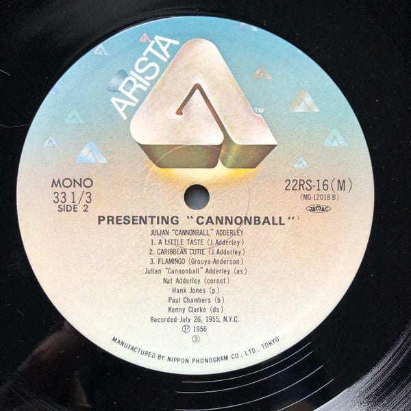 Cannonball Adderley - Presenting "Cannonball" (Vinyl, LP, Album, Reissue, Mono) Very Good Plus (VG+) / Very Good Plus (VG+)