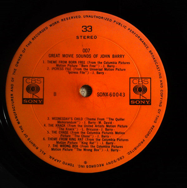 John Barry & His Orchestra - 007 - Great Movie Sounds Of John Barry (Vinyl, LP, Compilation, Stereo) Very Good (VG) / Very Good (VG)