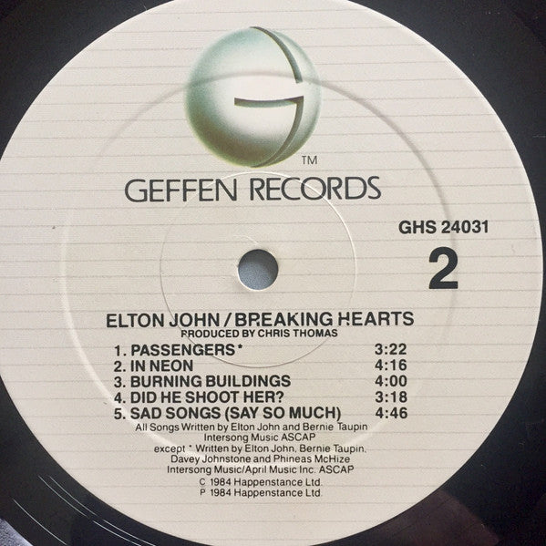 Elton John - Breaking Hearts (Vinyl, LP, Album)