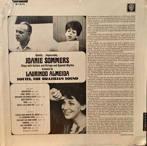 Joanie Sommers - Softly, The Brazilian Sound (Vinyl, LP, Album, Repress, Stereo) Very Good (VG) / Good Plus (G+)