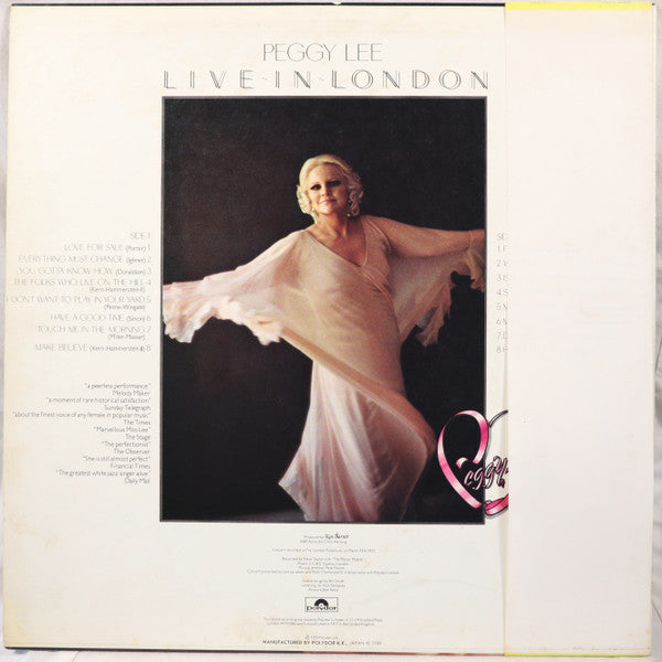 Peggy Lee - Live In London (Vinyl, LP, Album, Stereo) Very Good (VG) / Very Good (VG)
