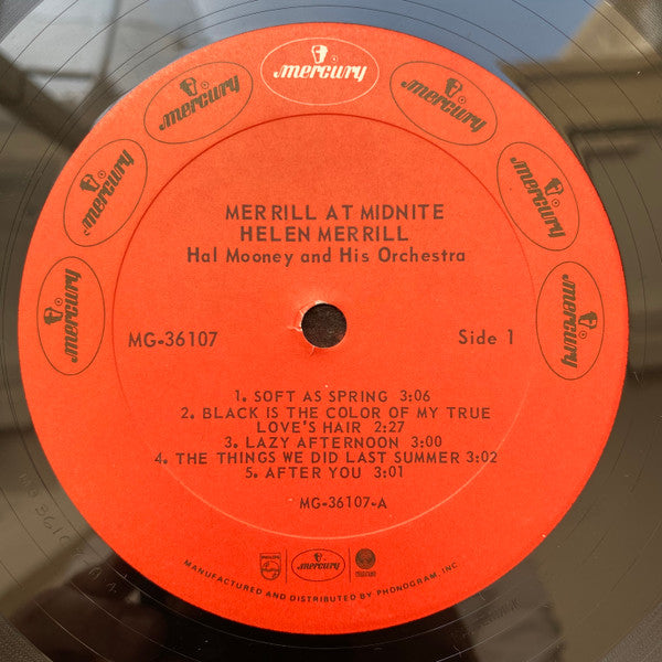 Helen Merrill - Merrill At Midnight (Vinyl, LP, Album, Mono) Very Good (VG) / Good Plus (G+)