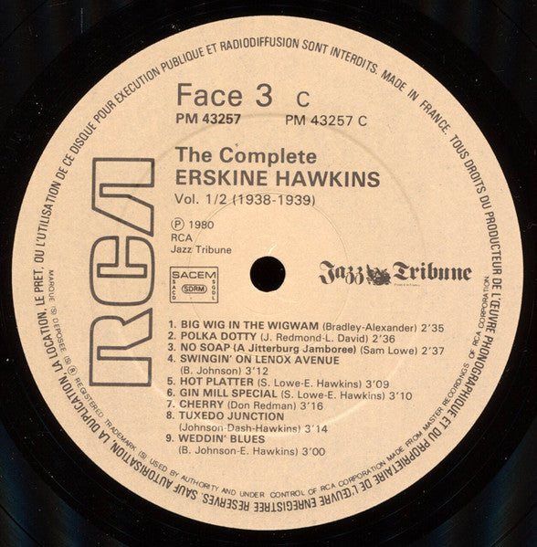 Erskine Hawkins - The Complete Erskine Hawkins Volumes 1/2 (1938/1939) (2xVinyl, LP, Compilation) Very Good (VG) / Very Good Plus (VG+)