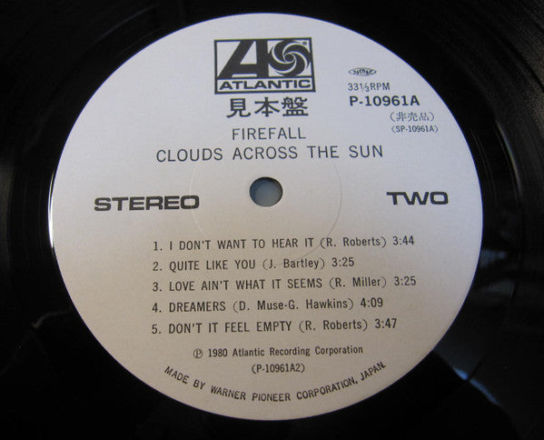 Firefall - Clouds Across The Sun (Vinyl, LP, Album, Promo) Very Good Plus (VG+) / Very Good (VG)