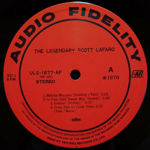 Scott LaFaro - The Legendary Scott LaFaro (Vinyl, LP, Album, Reissue, Stereo) Very Good Plus (VG+) / Very Good (VG)