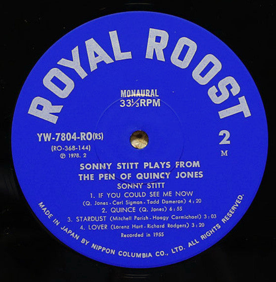 Sonny Stitt - Sonny Stitt Plays Arrangements From The Pen Of Quincy Jones (Vinyl, LP, Album, Reissue, Mono) Very Good (VG) / Very Good (VG)