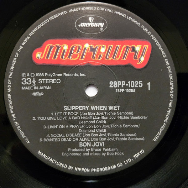 Bon Jovi - Slippery When Wet (Vinyl, LP, Album, Stereo) Very Good Plus (VG+) / Very Good (VG)