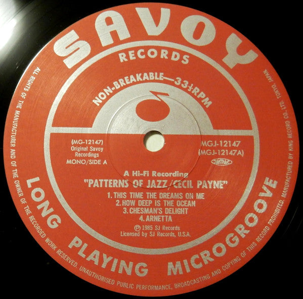 Cecil Payne - Patterns Of Jazz (Vinyl, LP, Album, Reissue) Very Good Plus (VG+) / Very Good Plus (VG+)