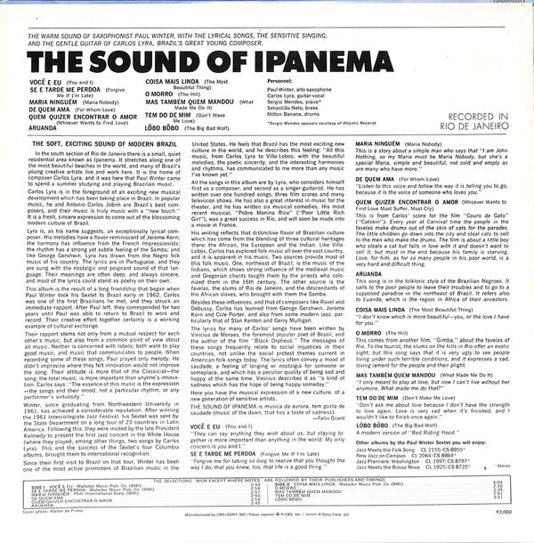 Paul Winter (2) - The Sound Of Ipanema (Vinyl, LP, Album, Promo, Reissue, Stereo) Very Good Plus (VG+) / Very Good (VG)