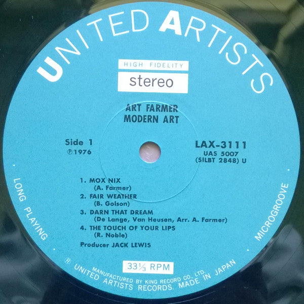 Art Farmer - Modern Art (Vinyl, LP, Album, Reissue, Stereo) Very Good (VG) / Very Good (VG)