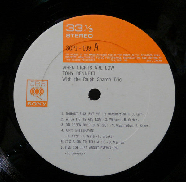Tony Bennett - When Lights Are Low (Vinyl, LP, Album, Reissue, Stereo) Very Good Plus (VG+) / Very Good Plus (VG+)