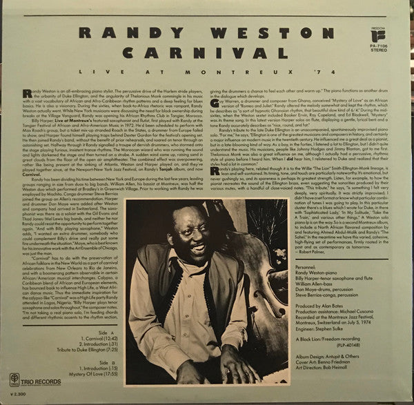 Randy Weston - Carnival (Live At Montreux '74) (Vinyl, LP, Album) Near Mint (NM or M-) / Very Good Plus (VG+)