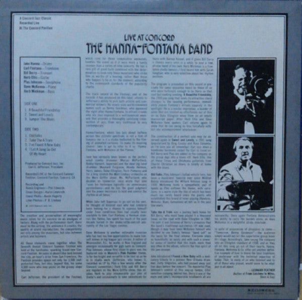 The Hanna-Fontana Band - Live At Concord (Vinyl, LP, Album) Very Good Plus (VG+) / Very Good (VG)
