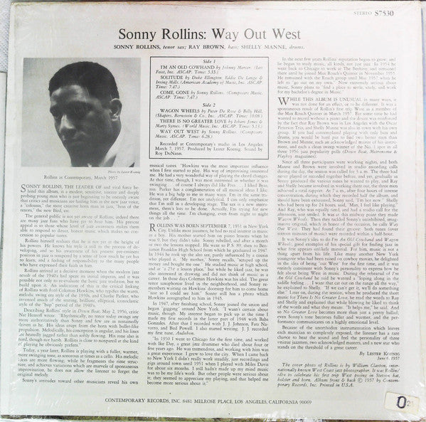 Sonny Rollins - Way Out West (Vinyl, LP, Album, Reissue, Repress, S...