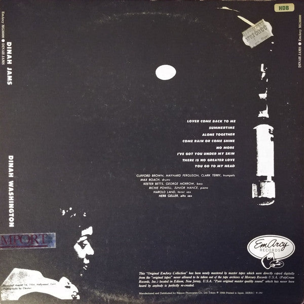 Dinah Washington - Dinah Jams (Vinyl, LP, Album, Reissue, Mono) Very Good Plus (VG+) / Good Plus (G+)