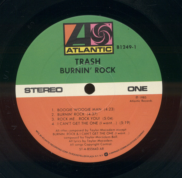 Trash (8) - Burnin' Rock (Vinyl, LP, Album) Very Good Plus (VG+) / Very Good (VG)