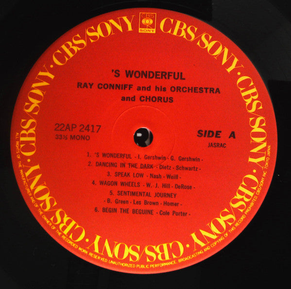 Ray Conniff - 'S Wonderful! (Vinyl, LP, Album, Reissue, Mono) Very Good Plus (VG+) / Very Good (VG)