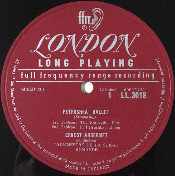 Igor Stravinsky - Petrushka (Complete Ballet "Original Edition") (Vinyl, LP, Mono) Very Good (VG) / Very Good Plus (VG+)