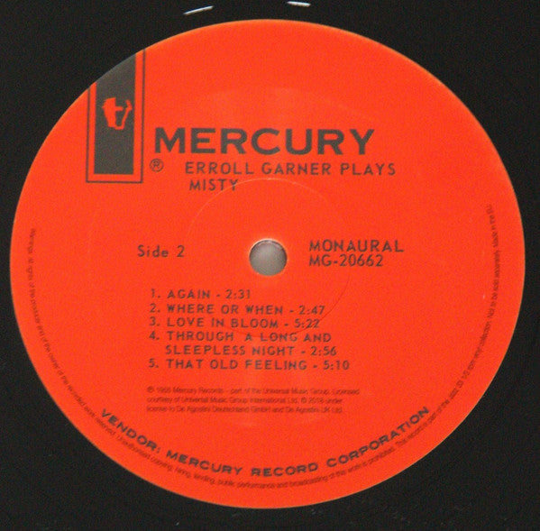 Erroll Garner - Plays Misty (Vinyl, LP, Album, Reissue, Mono)
