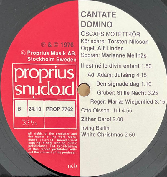 Oscars Motettkör - Cantate Domino (Vinyl, LP, Reissue, Stereo) Very Good Plus (VG+) / Very Good Plus (VG+)