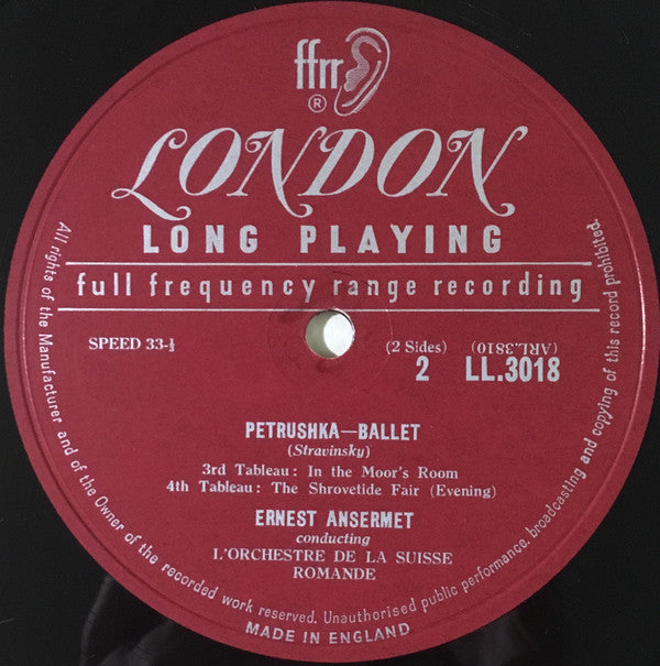 Igor Stravinsky - Petrushka (Complete Ballet "Original Edition") (Vinyl, LP, Mono) Very Good (VG) / Very Good Plus (VG+)