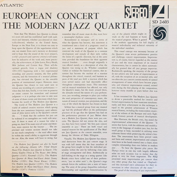 The Modern Jazz Quartet - European Concert (2xVinyl, LP, Album, Stereo) Very Good Plus (VG+) / Very Good Plus (VG+)