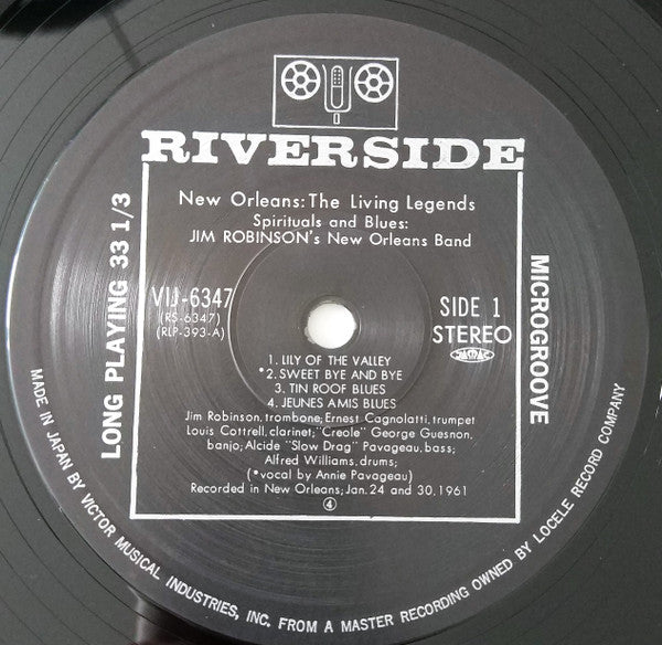 Jim Robinson's New Orleans Band - Jim Robinson Plays Spirituals And Blues (Vinyl, LP, Album, Reissue, Stereo) Very Good Plus (VG+) / Very Good (VG)
