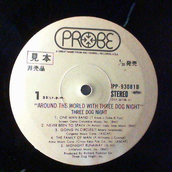 Three Dog Night - Around The World With Three Dog Night (2xVinyl, LP, Album, Promo, Stereo) Very Good (VG) / Very Good (VG)