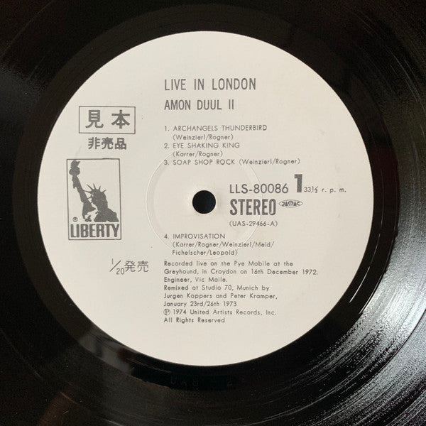 Amon Düül II - Live In London (Vinyl, LP, Album, Promo) Very Good Plus (VG+) / Very Good (VG)
