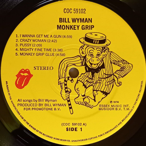 Bill Wyman - Monkey Grip (Vinyl, LP, Album, Stereo) Very Good (VG) / Poor (P)