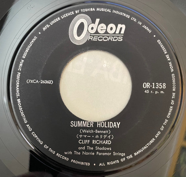 Cliff Richard & The Shadows - Summer Holiday (Vinyl, 7", 45 RPM, Single) Very Good (VG) / Very Good (VG)